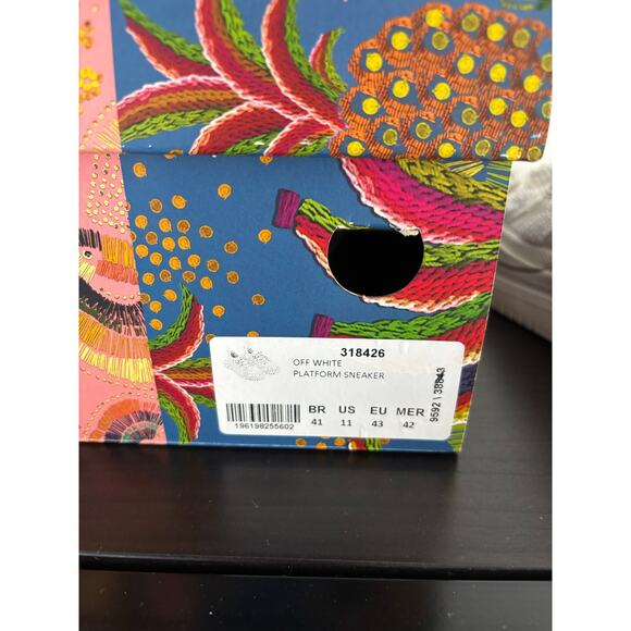 FARM RIO OFF WHITE PLATFORM SNEAKERS BEADED EMBROIDERED SIZE 41 US-11 - Picture 10 of 11